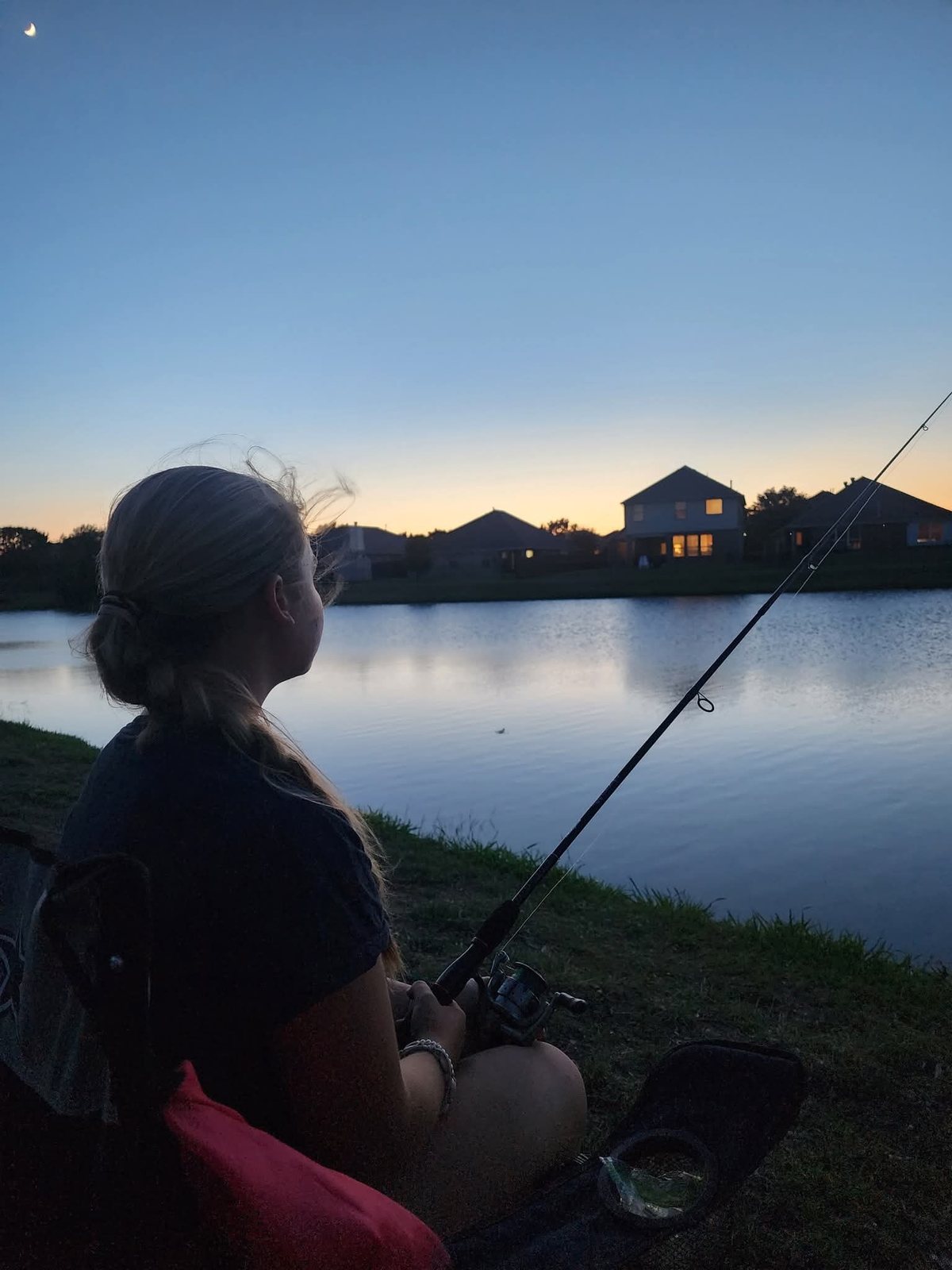 Peaceful evening fishing by the water